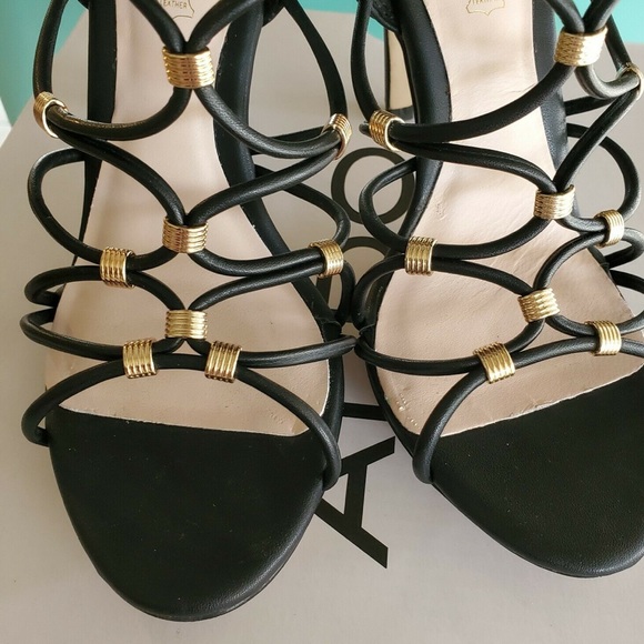 Aldo Womens Heels Peterbell Sexy Strap Pumps shoes size 8 Black & Gold Accents - Picture 2 of 5